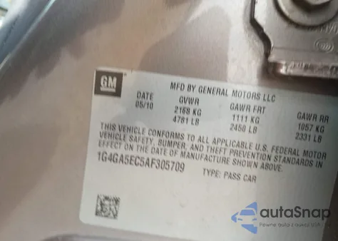 2010 Buick Lacrosse Cx 4 Cyl. из США, поврежденный, VIN 1G4GA5EC5AF305709